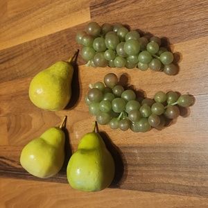 Decorative Faux Pears & Bunches of Green Grapes